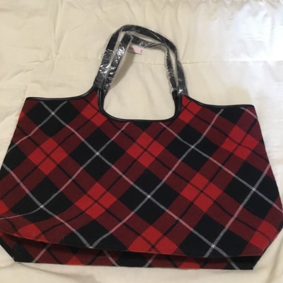 VICTORIA'S SECRET Limited Edition Red Plaid Tote Bag - Picture 3 of 11